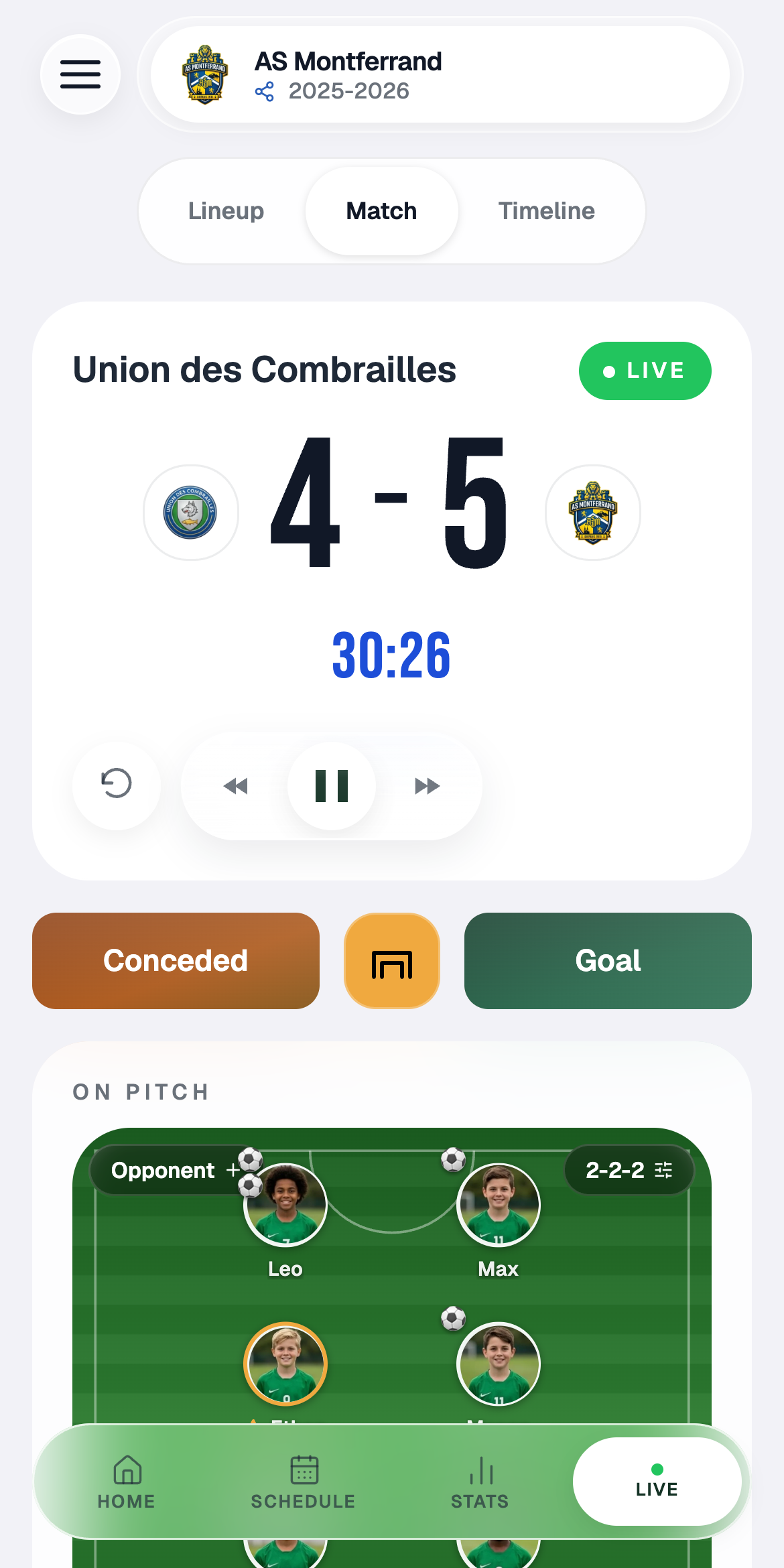 Sev7n live match score and lineup